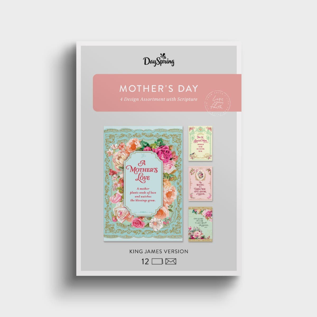 Mother's Day - Vintage Patterns - 12 Boxed Cards and Envelopes, KJV