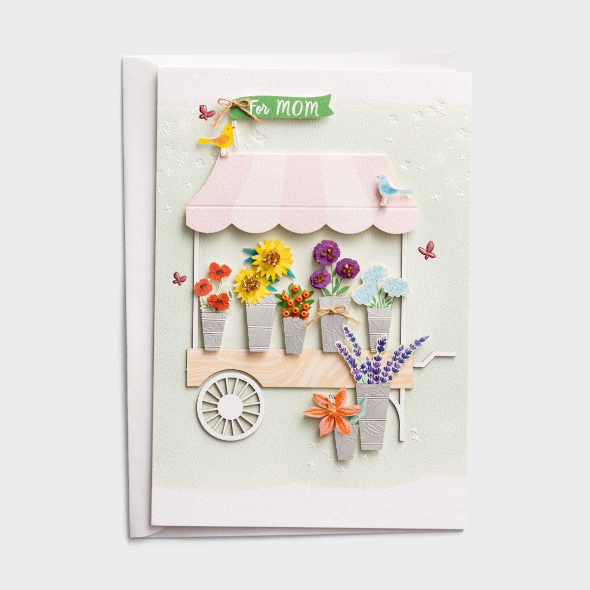 Mother's Day - Mom - Flower Cart - 1 Premium Greeting Card