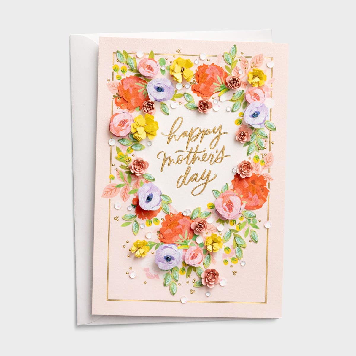 Mother's Day - Flower Wreath - 1 Premium Greeting Card